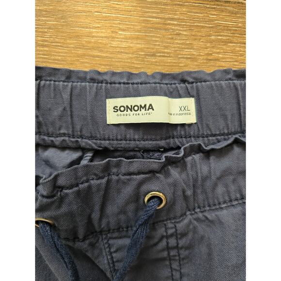 Sonoma Navy Paperbag Waist Capri Pants XXL Stretch Casual Cotton Utility Comfort - Picture 3 of 8
